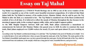 Essay On Taj Mahal