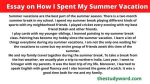 Essay on How I Spent My Summer Vacation