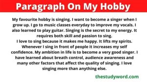 Paragraph On My Hobby