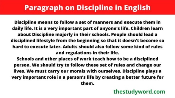 Paragraph on Discipline in English